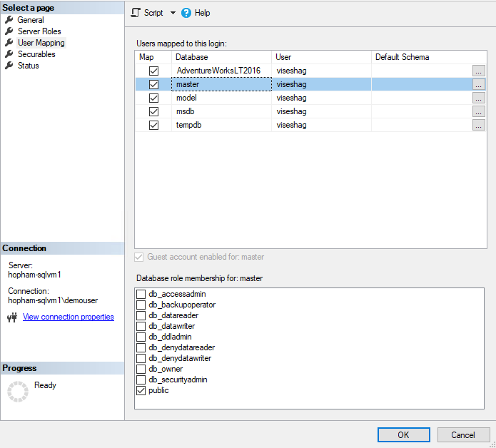 Screenshot that shows user mapping.