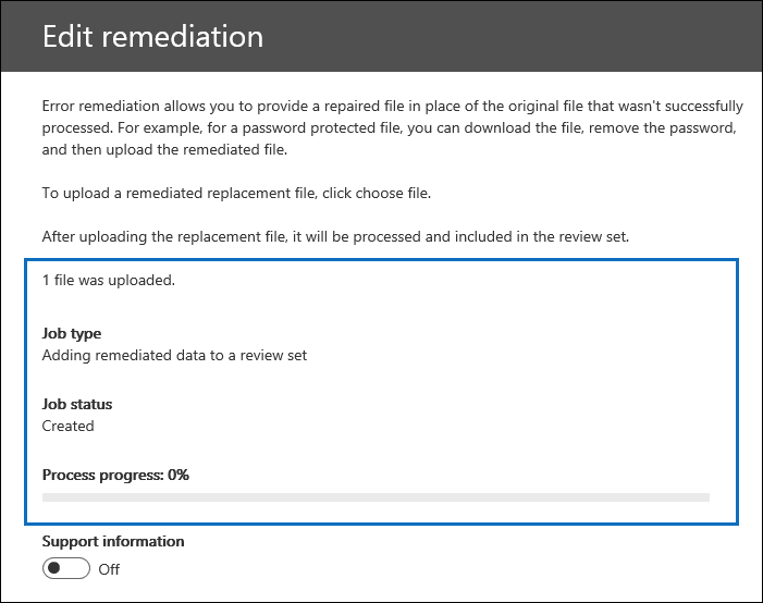 The status of the remediation process is displayed.