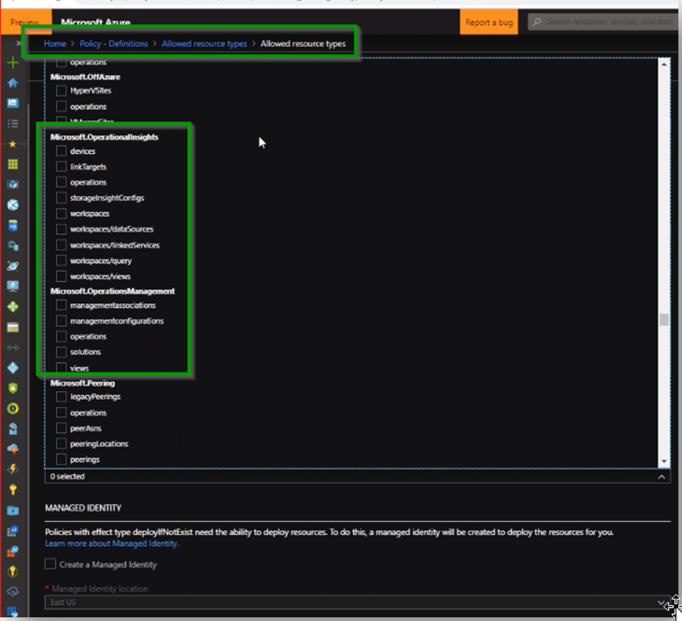 Microsoft Azure-portal, der viser de rolletyper, der kan vælges.