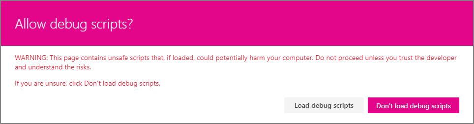 Allow debug scripts warning