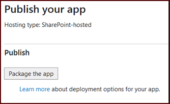 Screenshot that shows the Publish your app page for publishing the sample add-in