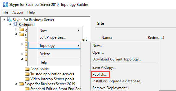 Screenshot of publishing topology.