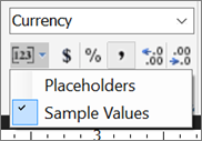 Screenshot of the Report Builder Sample Values option selected.