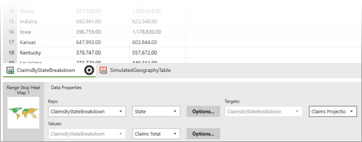 Screenshot of the data properties for the heat map.