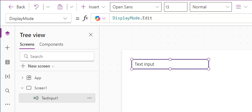 Screenshot of the display mode property.