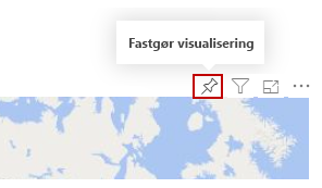 Skærmbillede af knappen Fastgør visualisering over et kort.