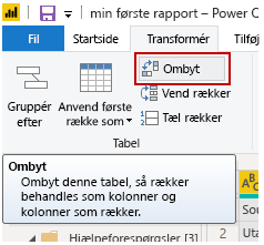 Skærmbillede af knappen Transponer