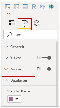 Billede af indstillinger for visualiseringsformat for standardfarve.