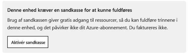 Prompten Aktivér sandkasse, der vises i de enkelte moduler