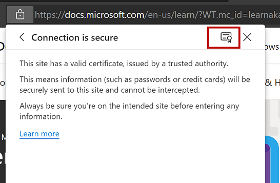 The site has a valid certificate issued by a trusted authority. Information is securely sent to the site and can't be intercepted.