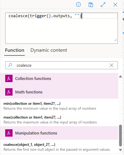 Screenshot to use the coalesce function to provide the default values when a value is null.