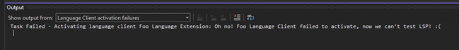 Language client initialization error in the Output Window