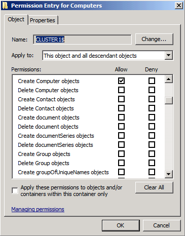 Permission Entry dialog box