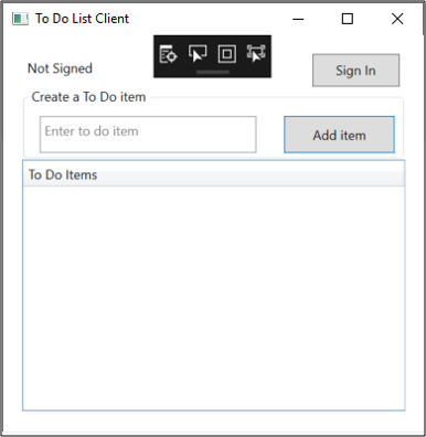 Screenshot of the To Do List Client dialog box.