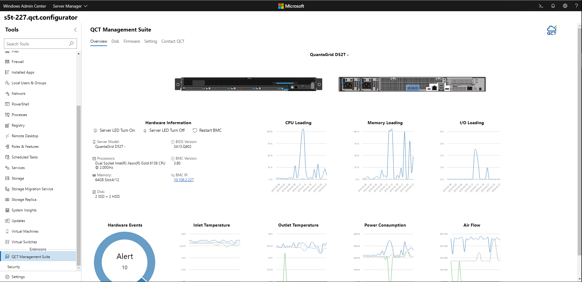 Screenshot of the One-click exclusive hardware management feature of the QCT extension.