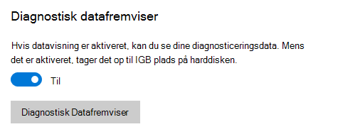 Placering, hvor du kan aktivere datavisning.