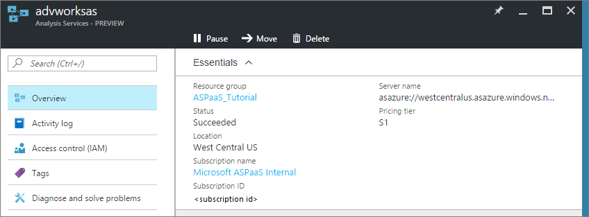 Screenshot: Zeigt, wo Sie im Azure-Portal Server erstellen und löschen, Serverressourcen überwachen, die Größe ändern und den Zugriff auf Ihre Server steuern können