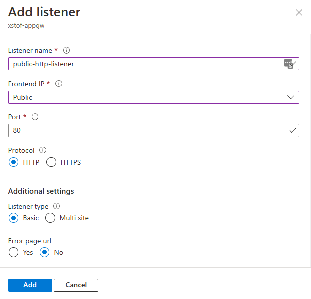 Hinzufügen eines Listeners für HTTP-Datenverkehr