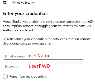 Visual Studio-Anmeldeinformationen eingeben