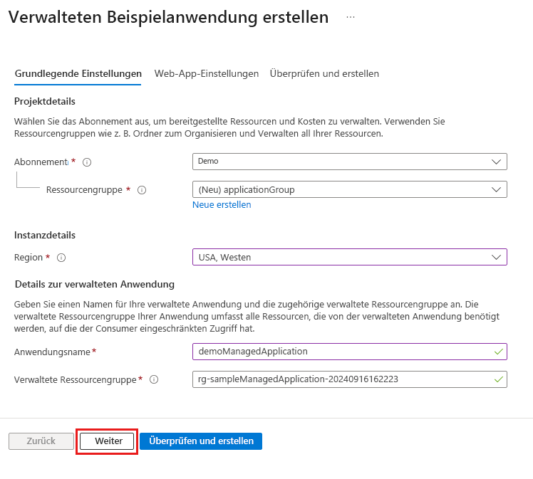 Screenshot, der die erforderlichen Informationen auf der Registerkarte „Grundlagen“ hervorhebt.