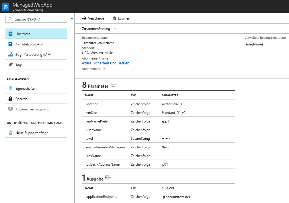 Bereitgestellte verwaltete Anwendung