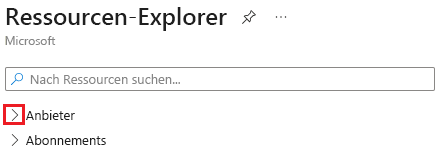 Screenshot: Erweitern des Abschnitts „Anbieter“ im Azure-Ressourcen-Explorer