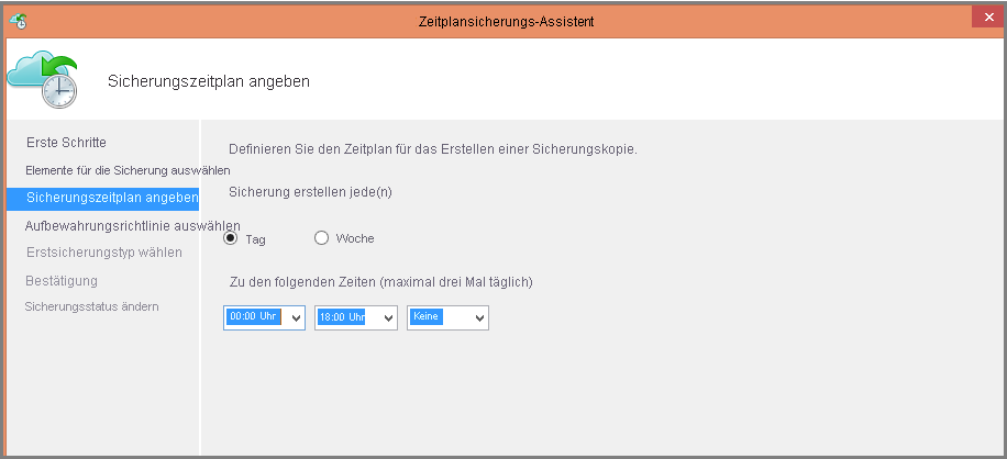 Der Screenshot zeigt die Option für den täglichen Zeitplan.