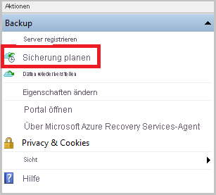 Screenshot: Planen einer Windows Server-Sicherung.