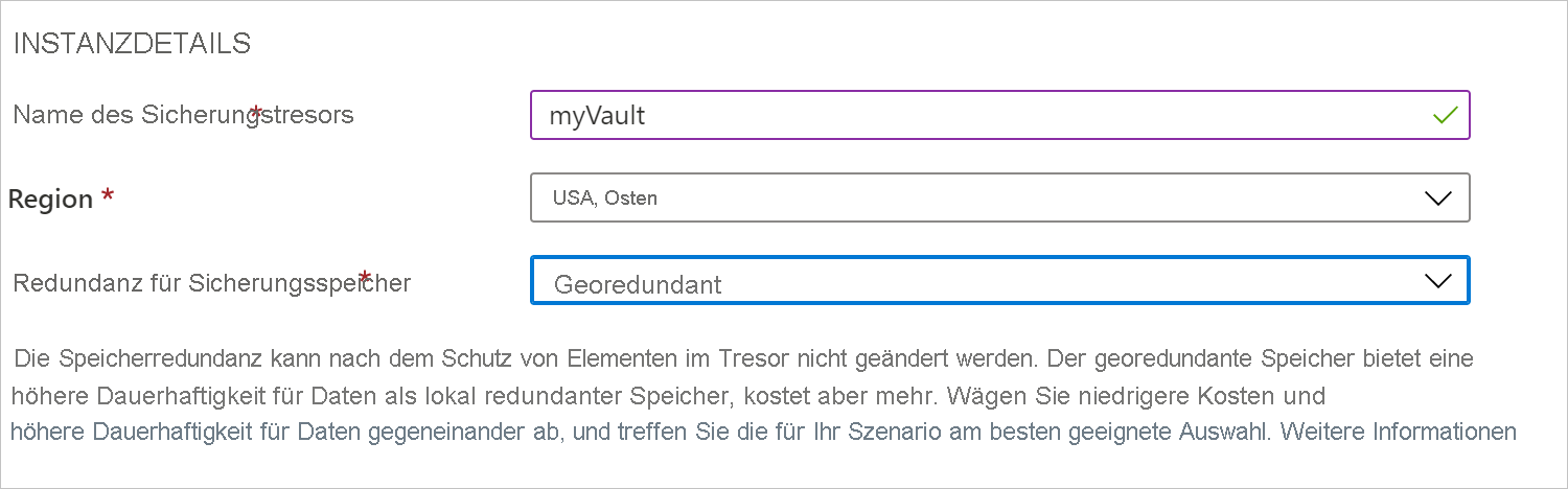 Auswählen der Speicherredundanz