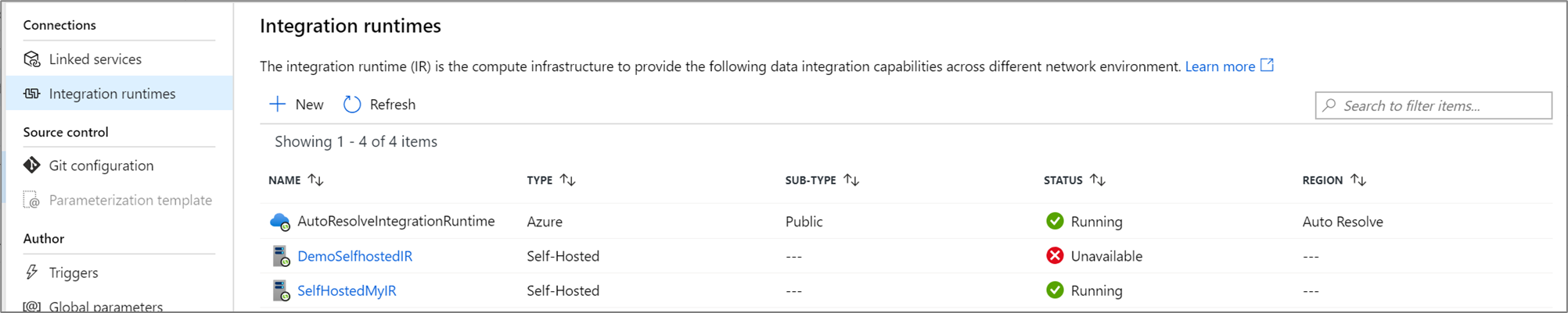 Verwalten von Integration Runtimes