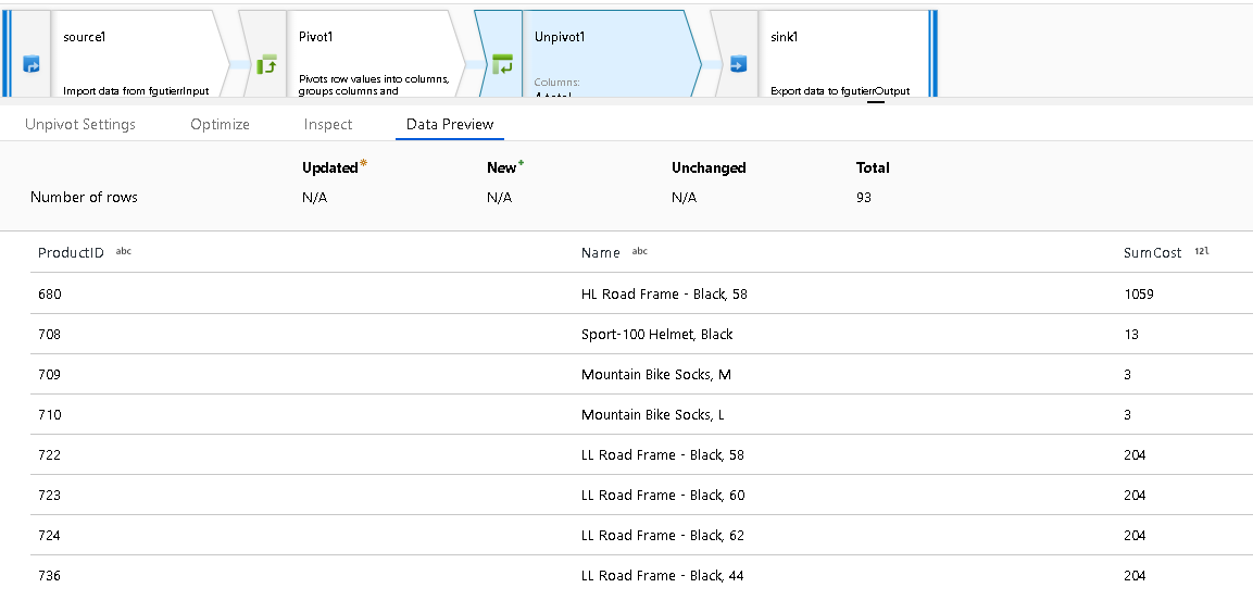 Screenshot: Einstellungen für das Entpivotieren mit ausgewählter Registerkarte „Datenvorschau“