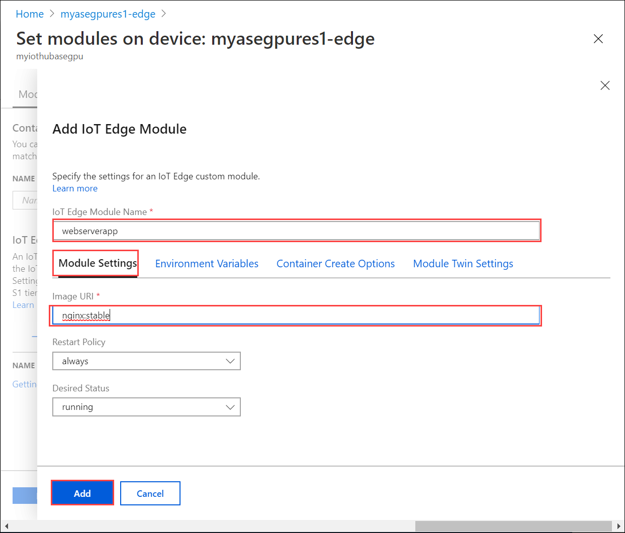 Hinzufügen eines IoT Edge-Moduls