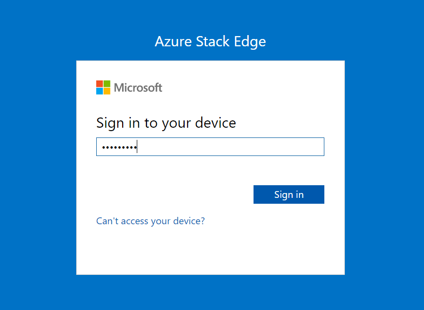 Anmeldeseite für Azure Stack Edge-Gerät