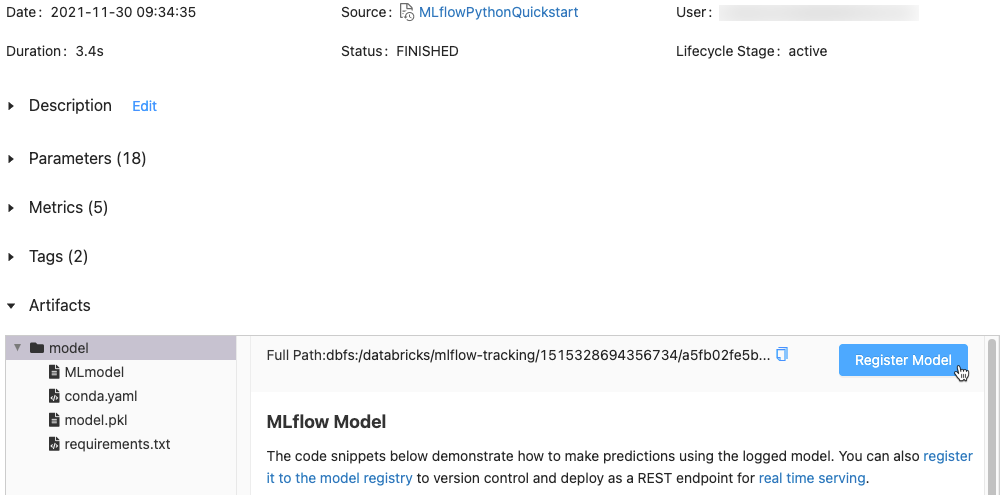 Registrieren des Modells