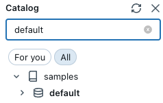 Der Schemabrowser zeigt den Beispielkatalog, die Datenbank „nyctaxi“, die Tabelle „trips“ und die Spalten in dieser Tabelle.