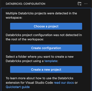 Öffnen eines vorhandenen Databricks-Projekts