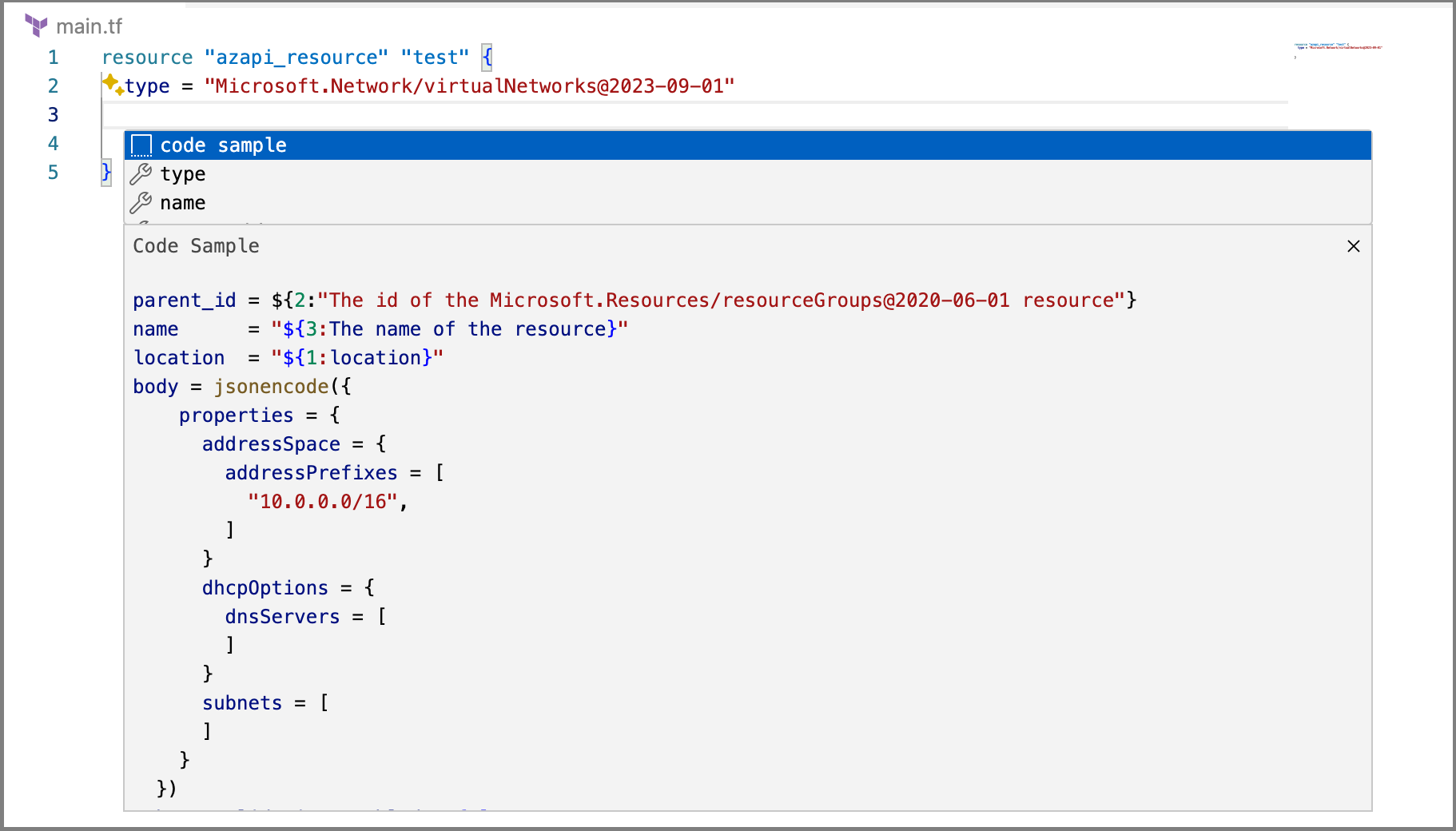 Automatische Fertigstellung mit Codebeispielen