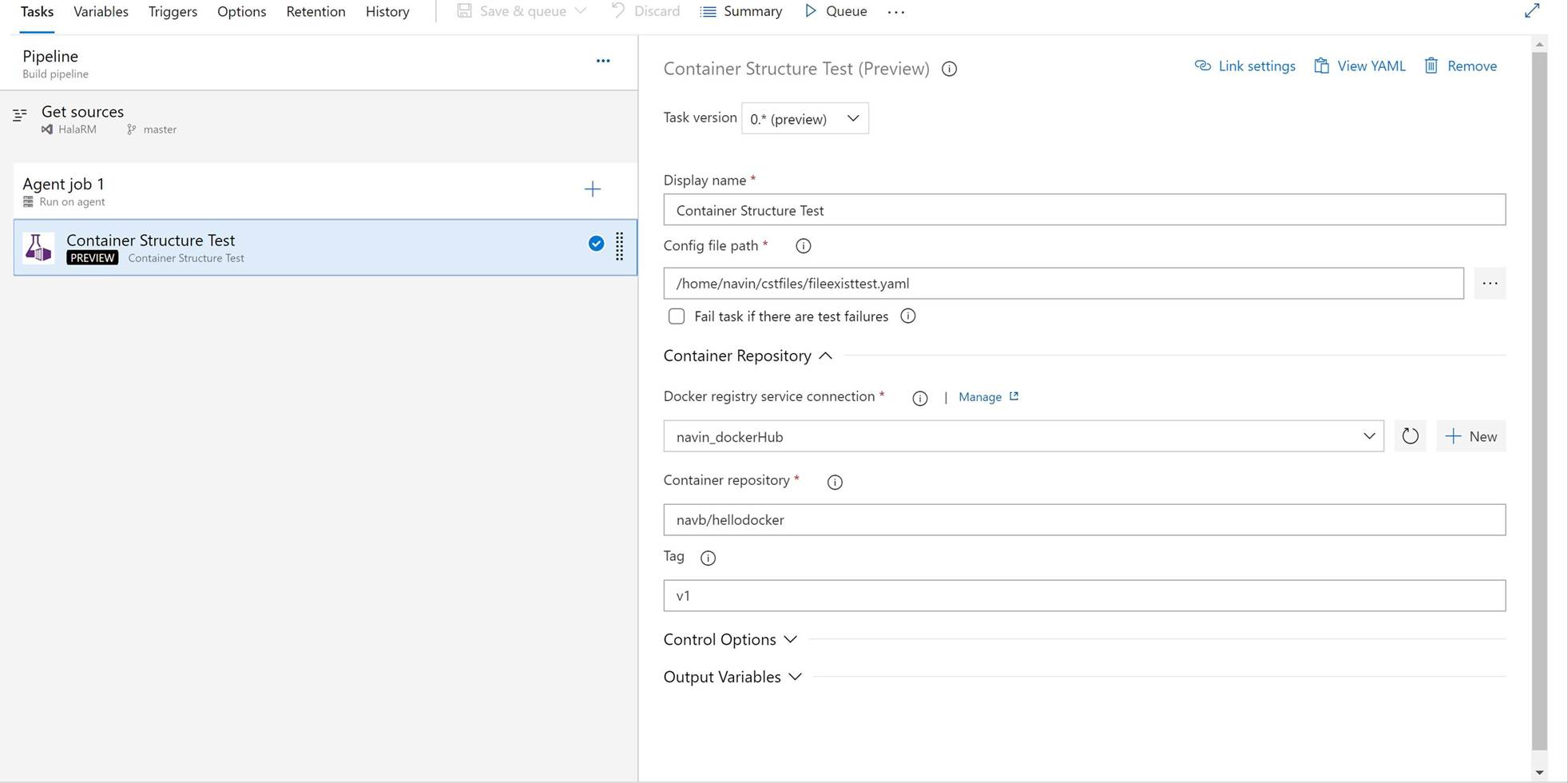 Containertest in klassischer Pipeline