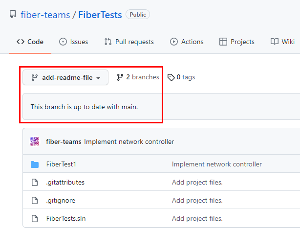 Screenshot: Neue Branchdateien auf der Hauptseite eines GitHub-Repositorys.