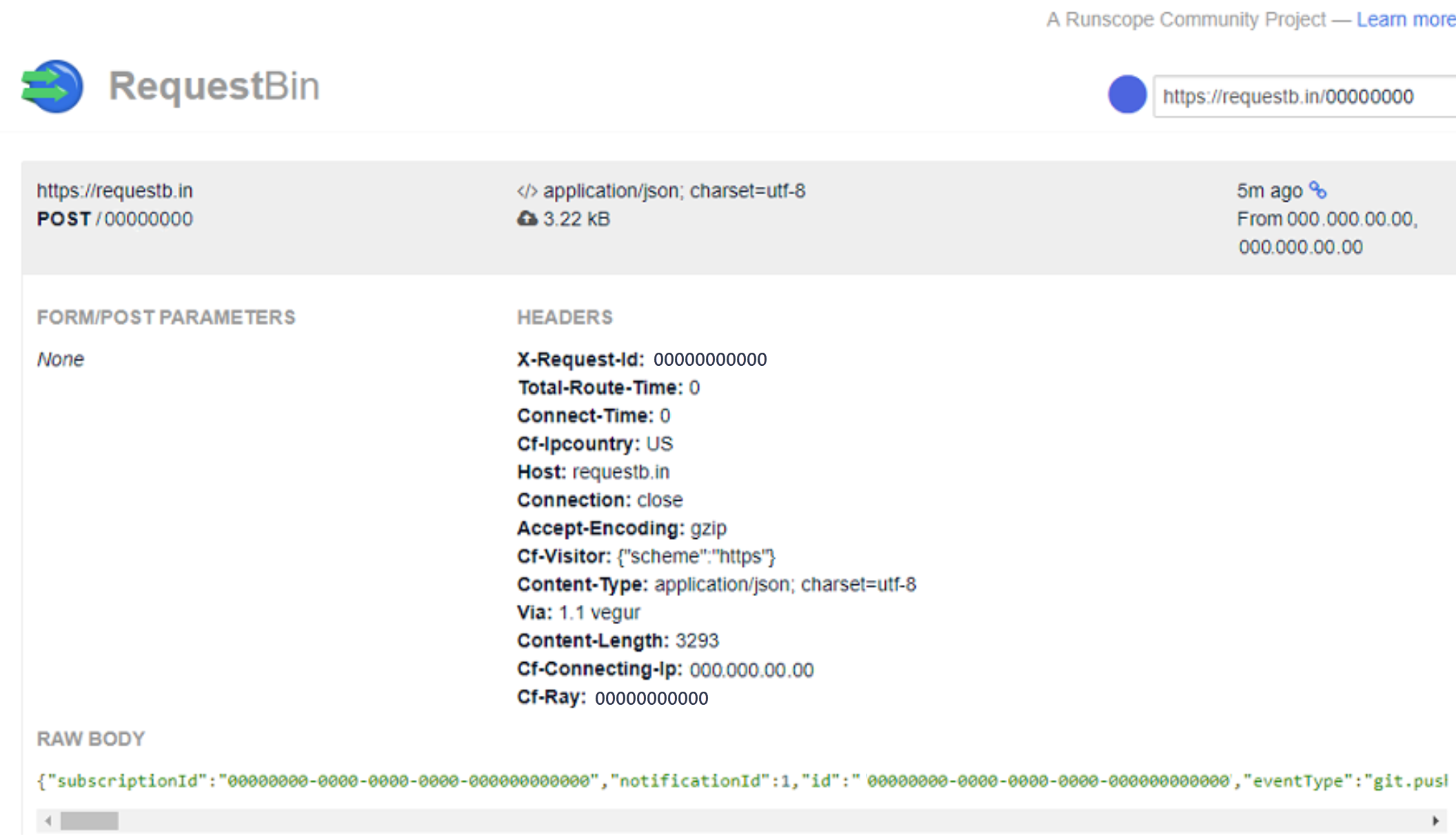 Screenshot der Anzeige der JSON-Darstellung.