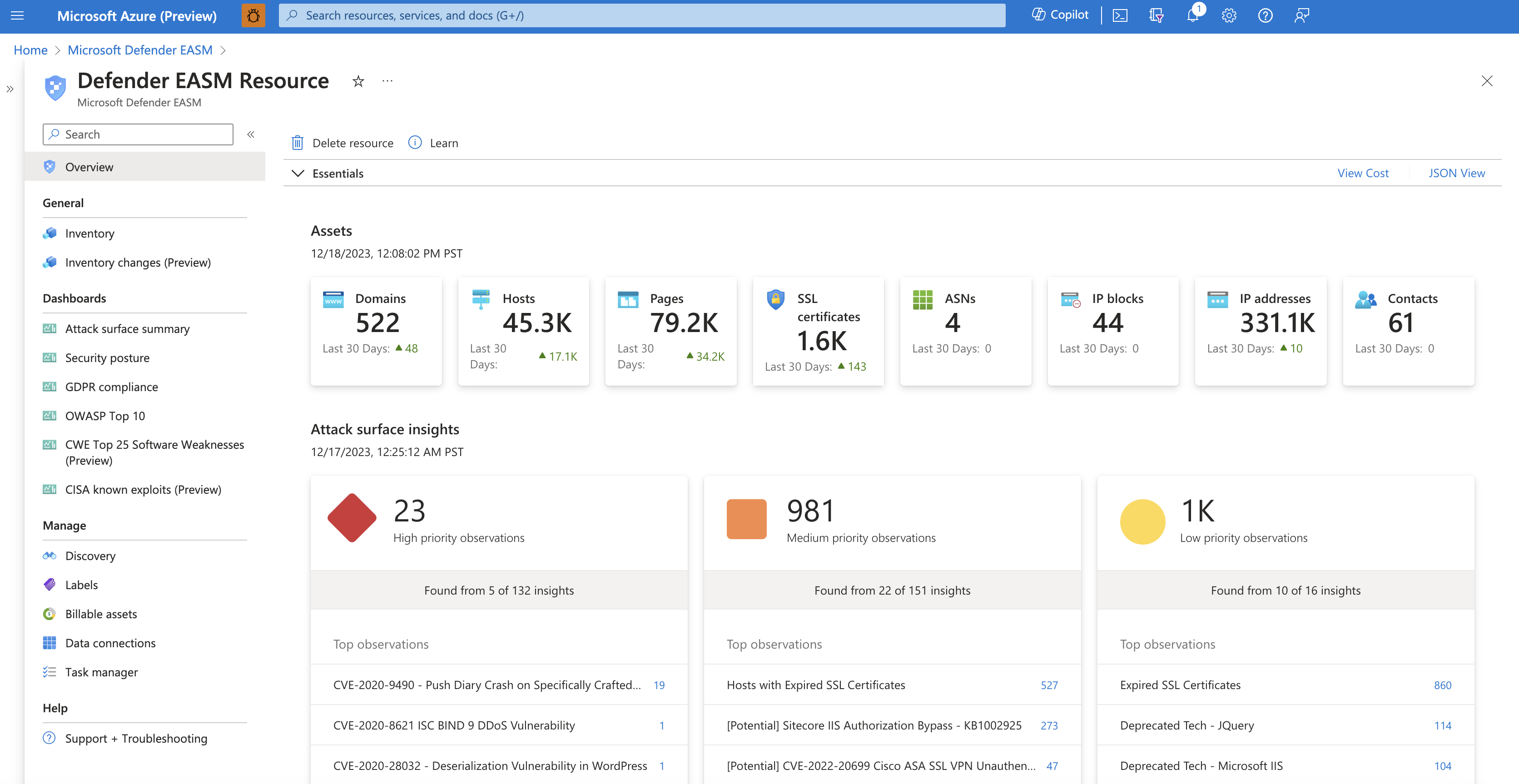 Screenshot des Dashboardbildschirms mit hervorgehobenem Navigationsabschnitt für Dashboards.