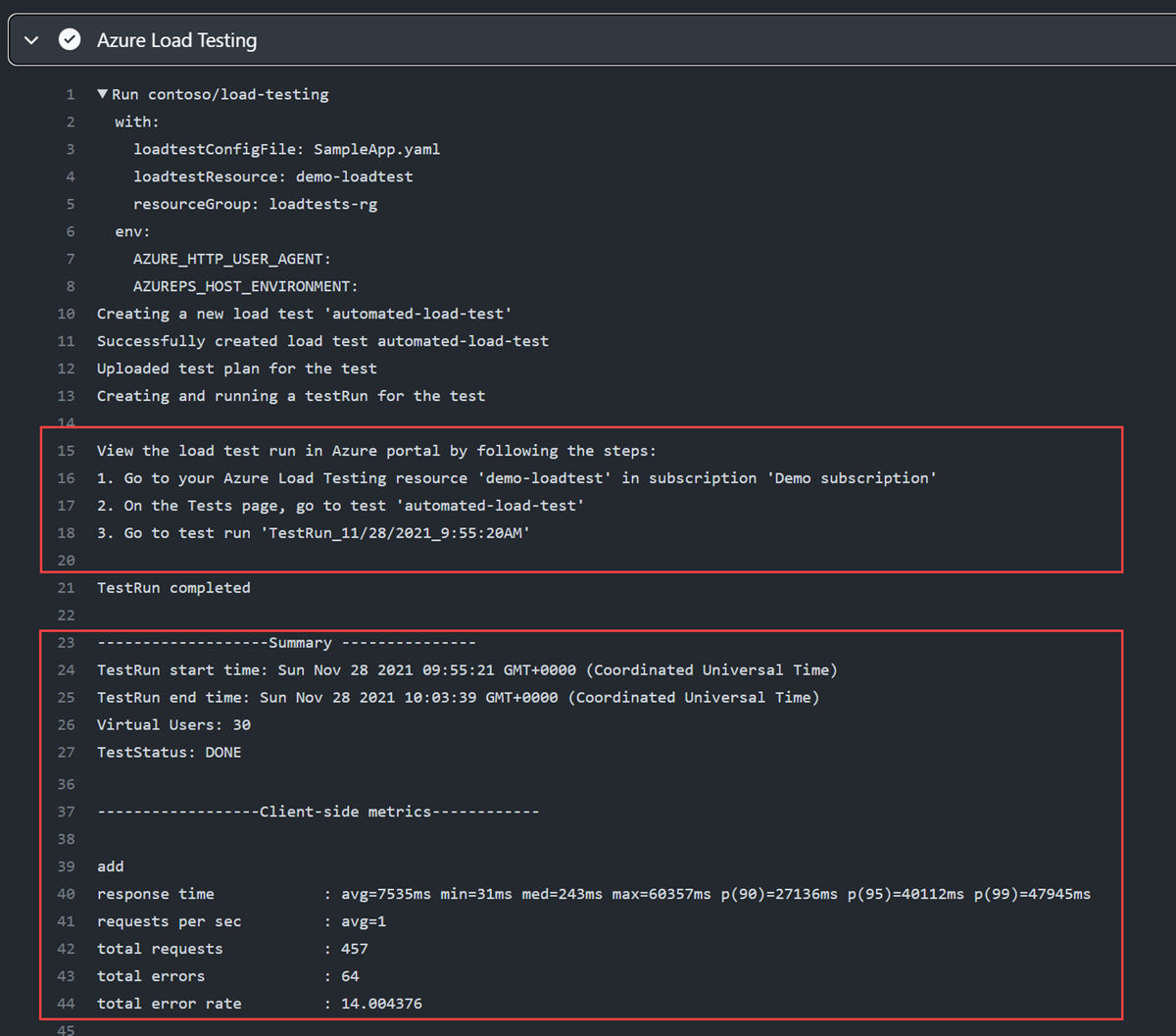 Screenshot: Protokollierungsinformationen des Workflows