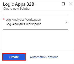 Auswählen von „Erstellen“ für „B2B-Logik-App-Verwaltung“