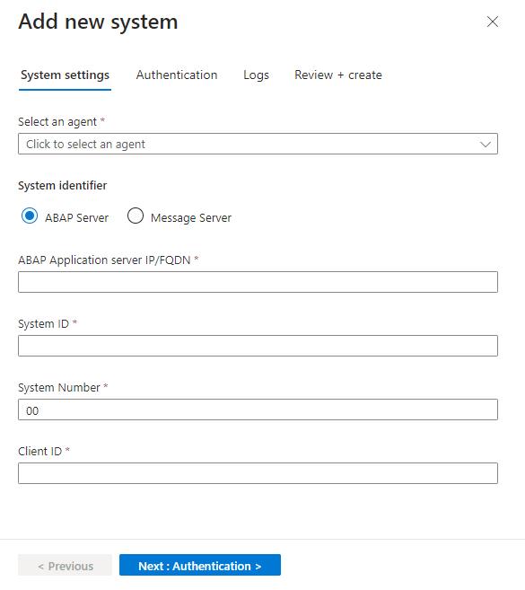 Screenshot des Bereichs „Neues System hinzufügen“ auf der Registerkarte „Systemeinstellungen“.