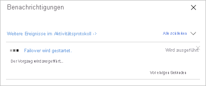 Benachrichtigung zum Fortschritt des Failovers