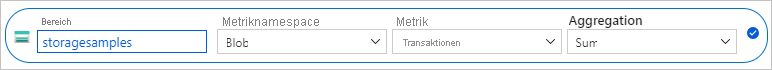 Screenshot: Konfigurieren einer Metrik zum Summieren von Blobtransaktionen