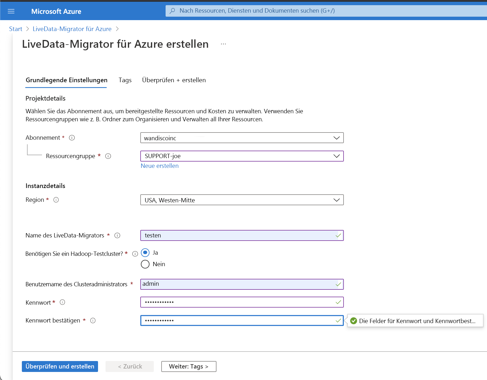 Erstellen einer LiveData Migrator-Instanz