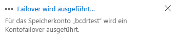 Screenshot der Meldung „Failover in Bearbeitung“