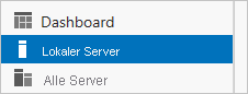 Screenshot: Suchen des lokalen Servers auf der linken Seite der Benutzeroberfläche von Server-Manager