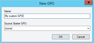 Geben Sie einen Namen für das neue benutzerdefinierte Gruppenrichtlinienobjekt an.